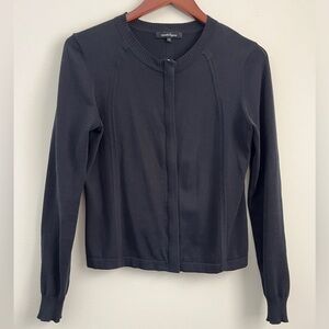 Nanette Lenore Black Cotton Zip Cardigan Sweater | Size Medium